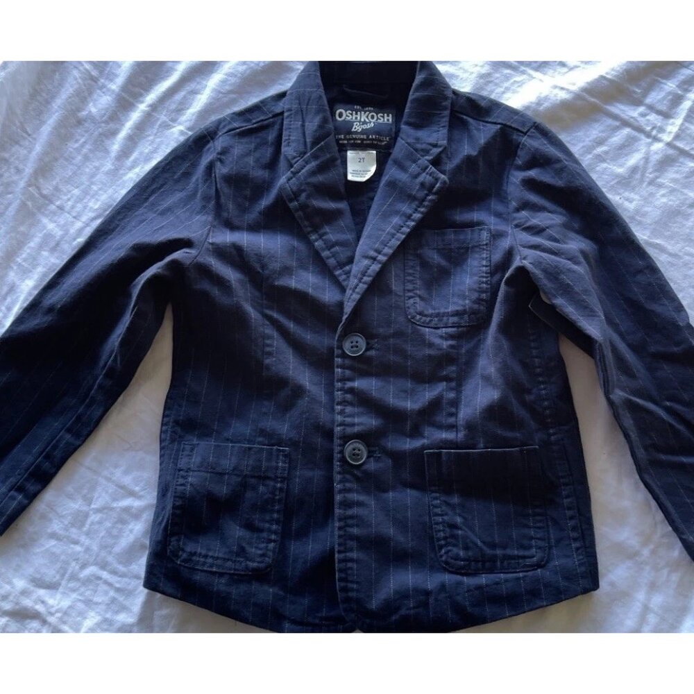 Vintage Oshkosh Suspender Top Button Suite and Pants Blue Overalls Boys Sz 2